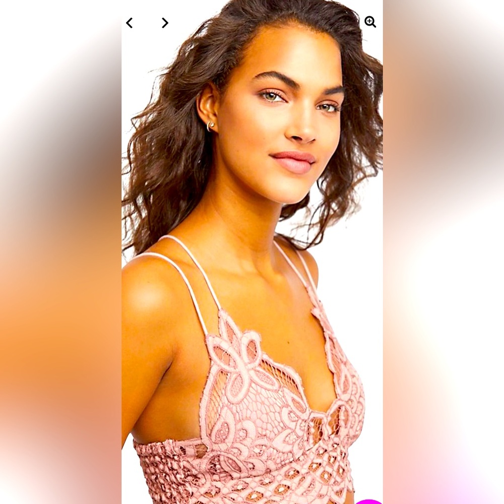 FREE PEOPLE Adella Pink Lace Bralette Sz L